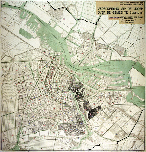 Map of "Distribution of Jews in Amsterdam", May 1941.