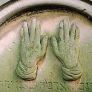 Jewish gravestones engraved with the blessing hands