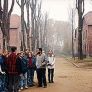 Students on a guided tour of Auschwitz