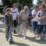 Walking through the base camp at Auschwitz together